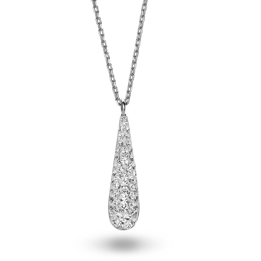 Women Twice As Nice | Silver Necklace, Drop With White Crystals