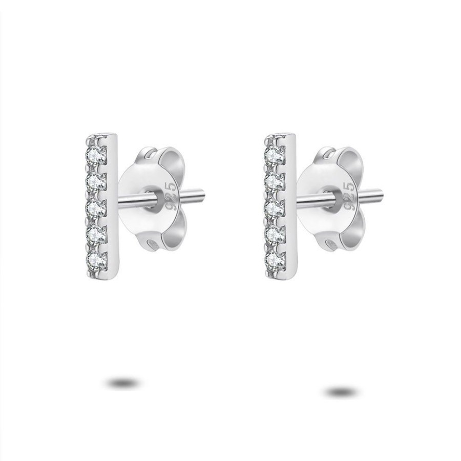 Women Twice As Nice | Silver Earrings, Bar With 5 Zirconia Stones