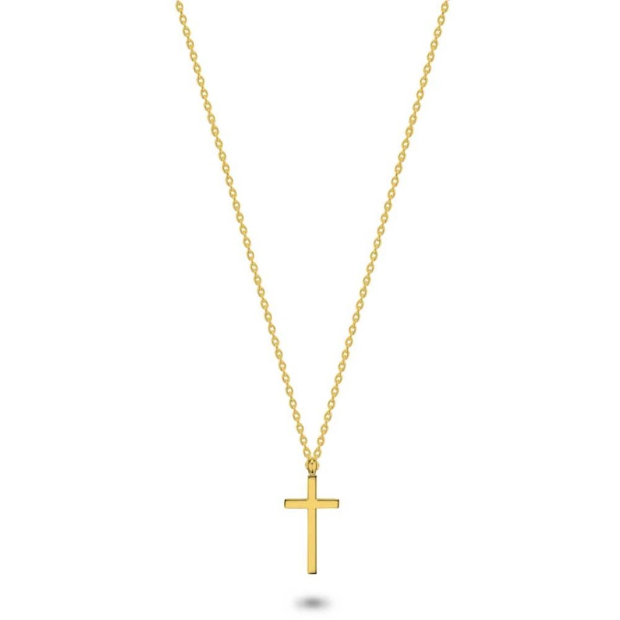 Women Twice As Nice | Gold Coloured Stainless Steel Necklace, Small Cross