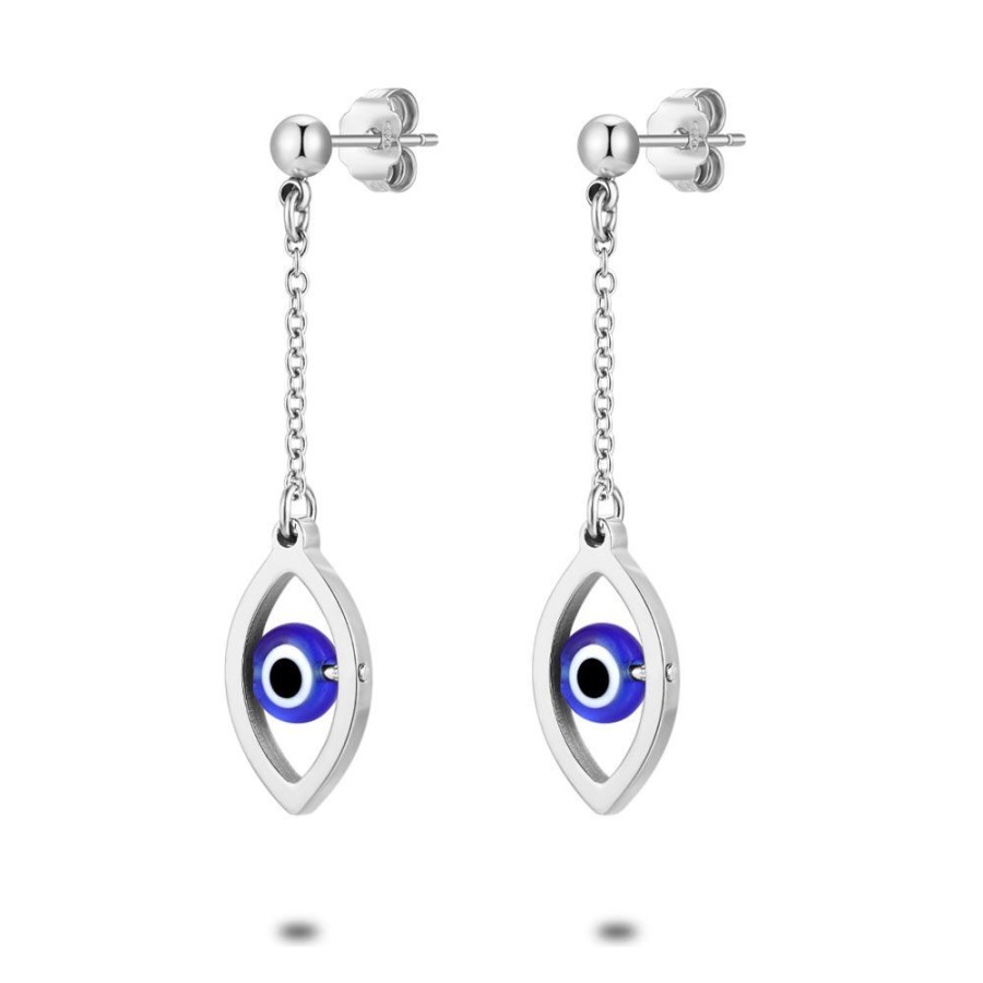 Women Twice As Nice | Stainless Steel Earrings, Nazar Eye On Chain