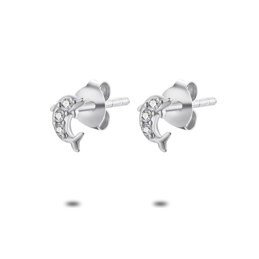 Women Twice As Nice | Silver Earrings, Dolphin, Zirconia