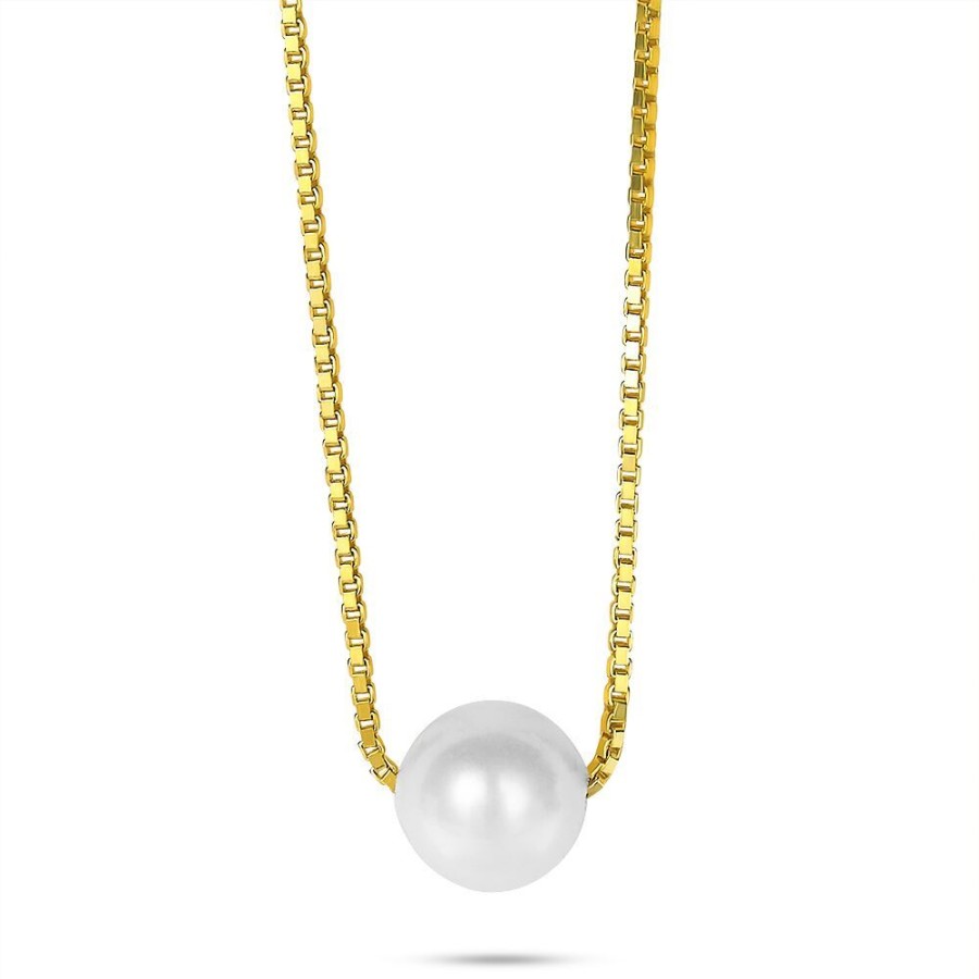 Women Twice As Nice | 18Ct Gold Plated Necklace, Pearl On Venetian Chain