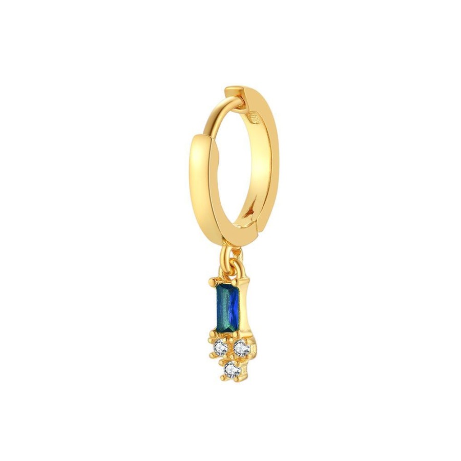 Women Twice As Nice | 18Ct Gold Plated Silver Earrings, Blue And White Zirconia