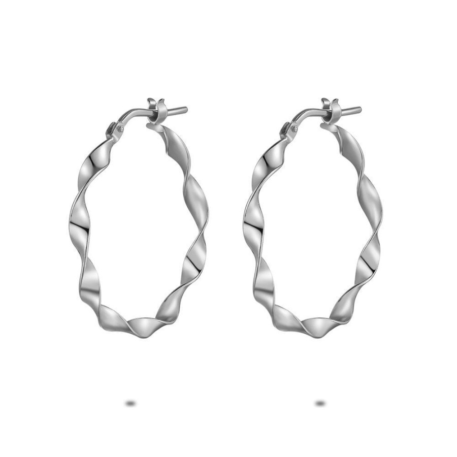 Women Twice As Nice | Silver Earrings, Twisted Hoop Earrings