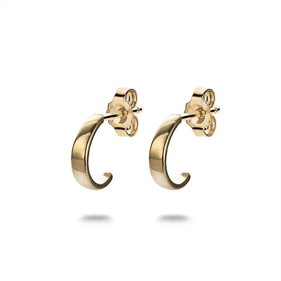 Women Twice As Nice | 18Ct Gold Plated Silver Earrings, Half Hoop Earrings