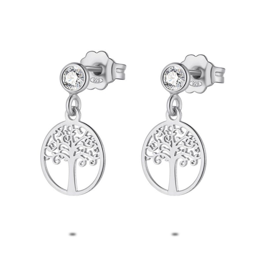 Women Twice As Nice | Silver Earrings, Tree Of Life, 1 Zirconia