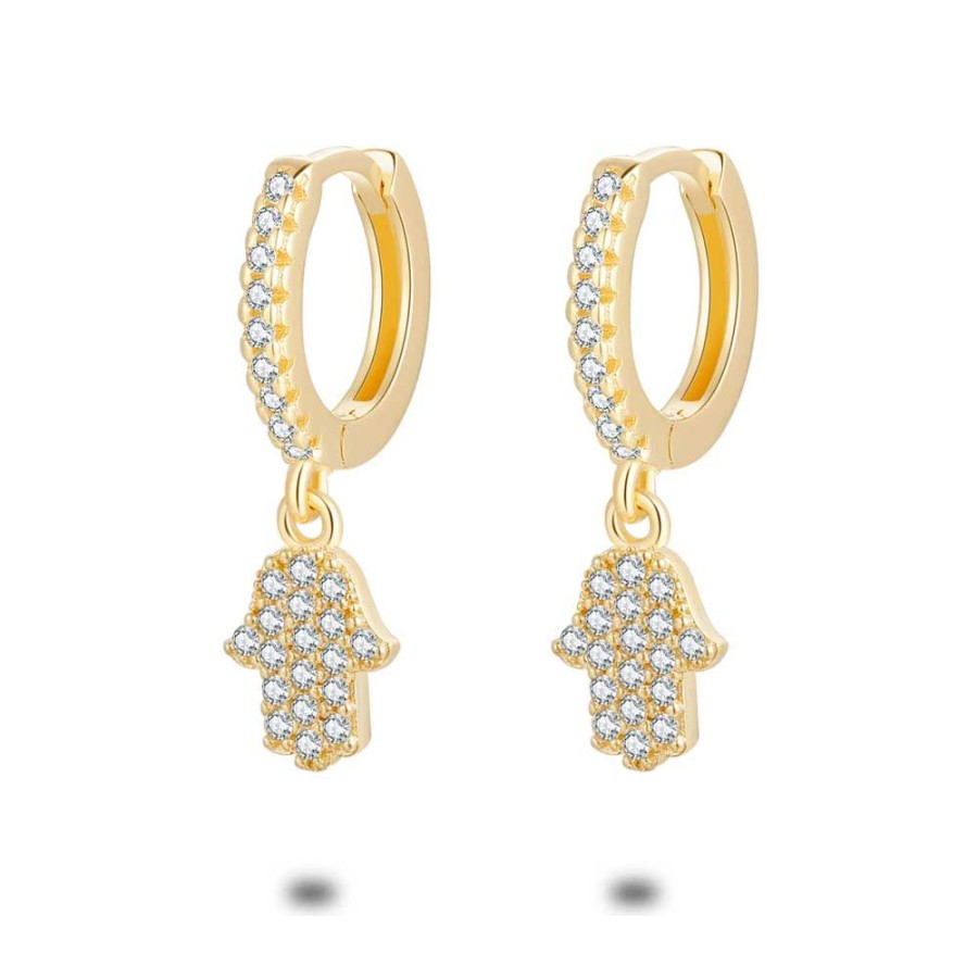 Women Twice As Nice | 18Ct Gold Plated Silver Earrings, Hoop, Hand