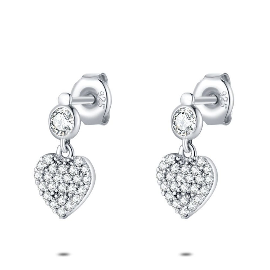 Women Twice As Nice | Silver Earrings, Heart With Zirconia