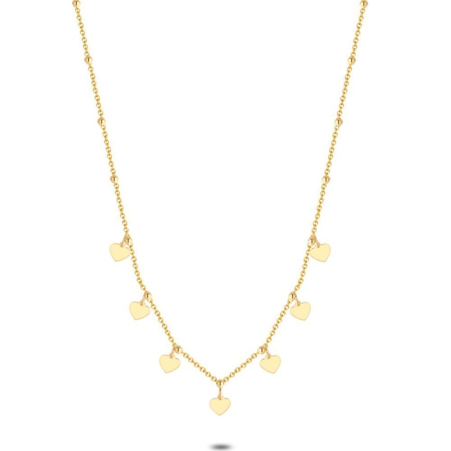 Women Twice As Nice | 18Ct Gold Plated Silver Necklace, 7 Little Hearts