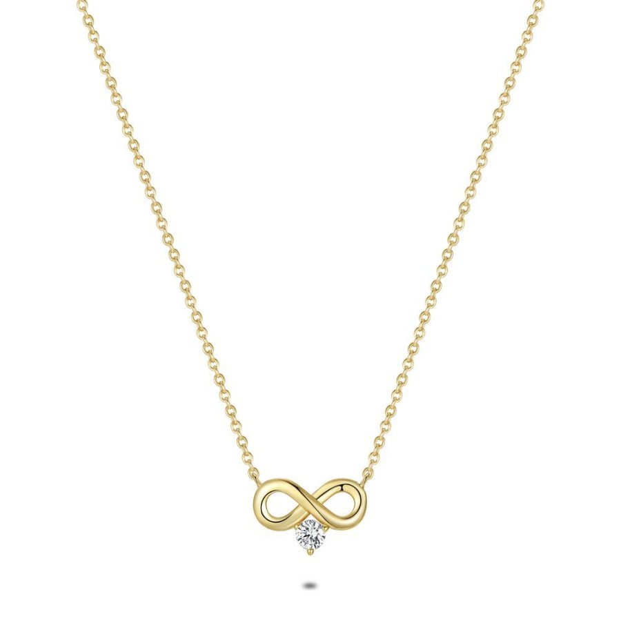 Women Twice As Nice | 18Ct Gold Plated Silver Necklace, Infinity Sign, Zirconia