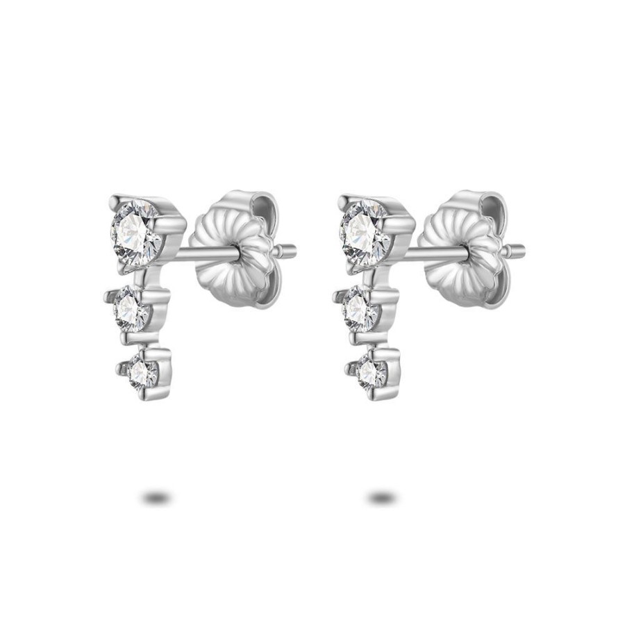 Women Twice As Nice | Silver Earrings, 3 Different Zirconia, White