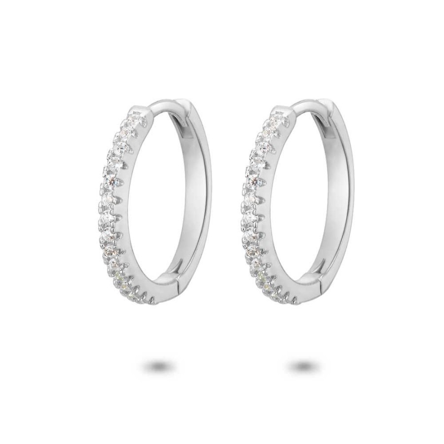 Women Twice As Nice | Silver Earrings, Hoop Earrings With Zirconia, 15 Mm