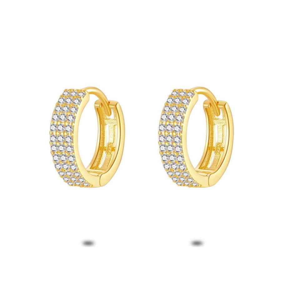 Women Twice As Nice | 18Ct Gold Plated Silver Earrings, Hoop Earrings, Zirconia