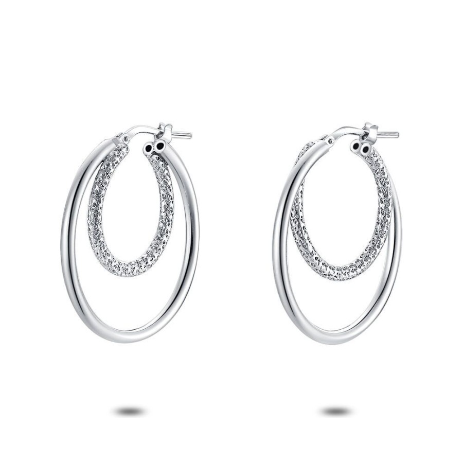 Women Twice As Nice | Silver Earrings, Double Hoop