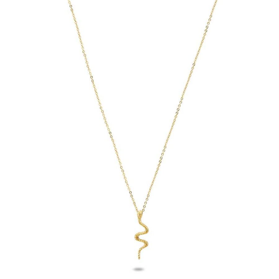 Women Twice As Nice | Gold Coloured Stainless Steel Necklace, Snake, 2, 7 Cm