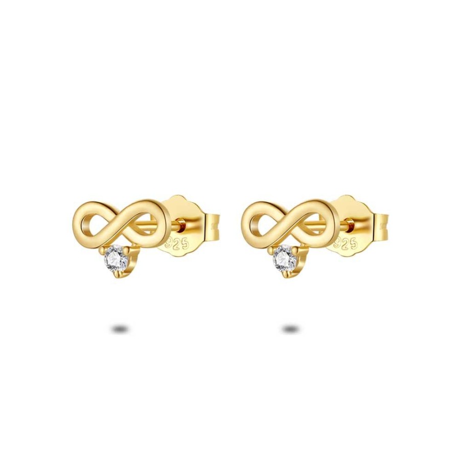 Women Twice As Nice | 18Ct Gold Plated Silver Earrings, Infinity, Zirconia