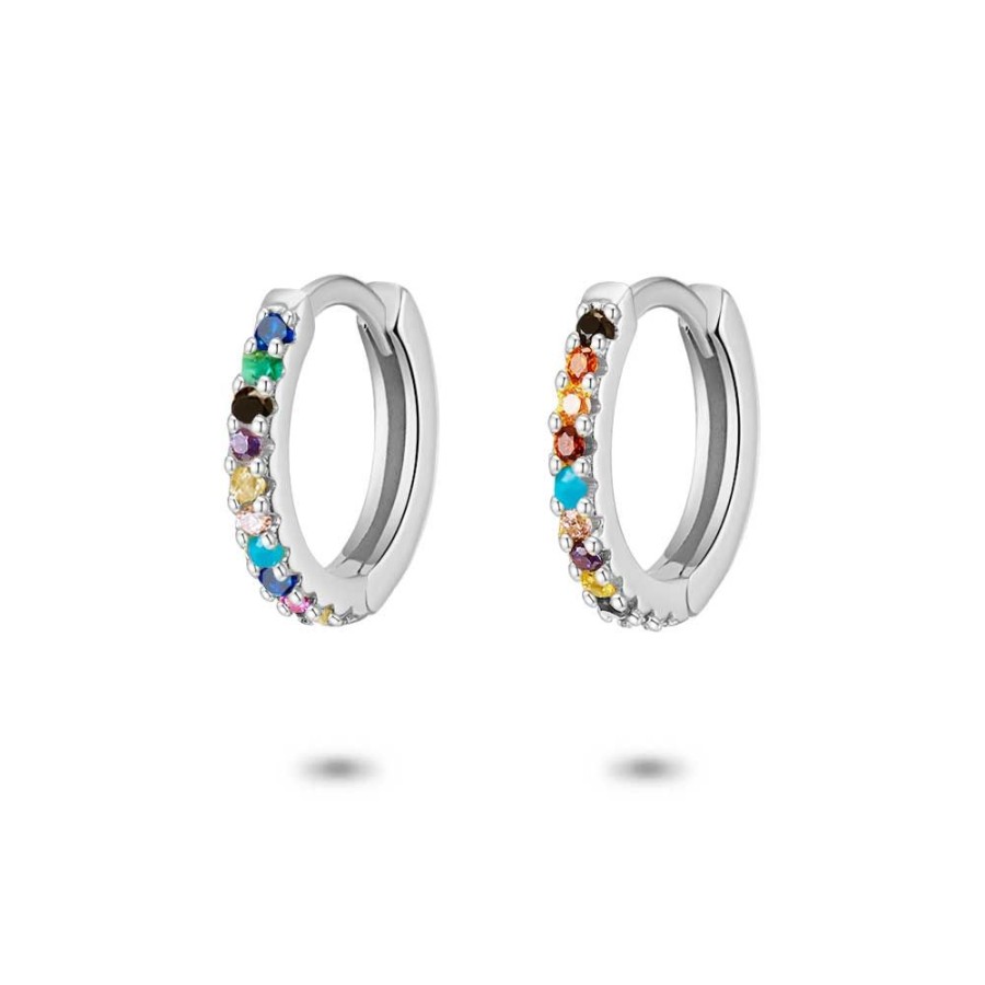 Women Twice As Nice | Silver Earrings, Hoop, Multicoloured Zirconia