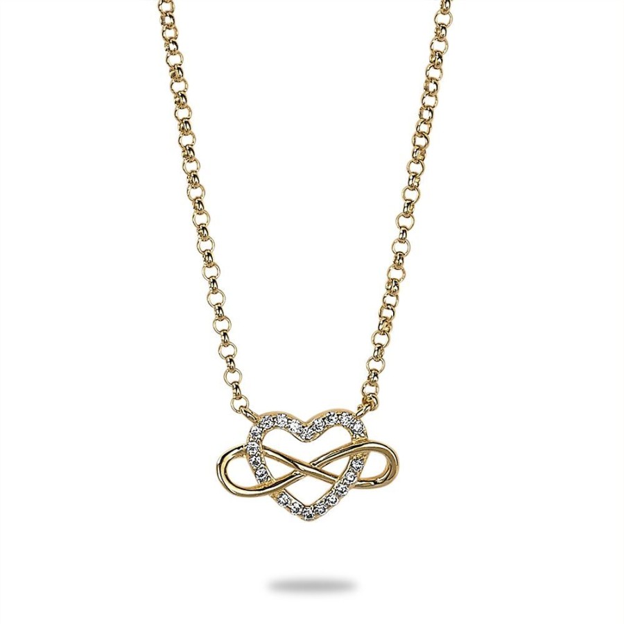 Women Twice As Nice | 18Ct Gold Plated Silver Necklace, Heart And Infinity Sign