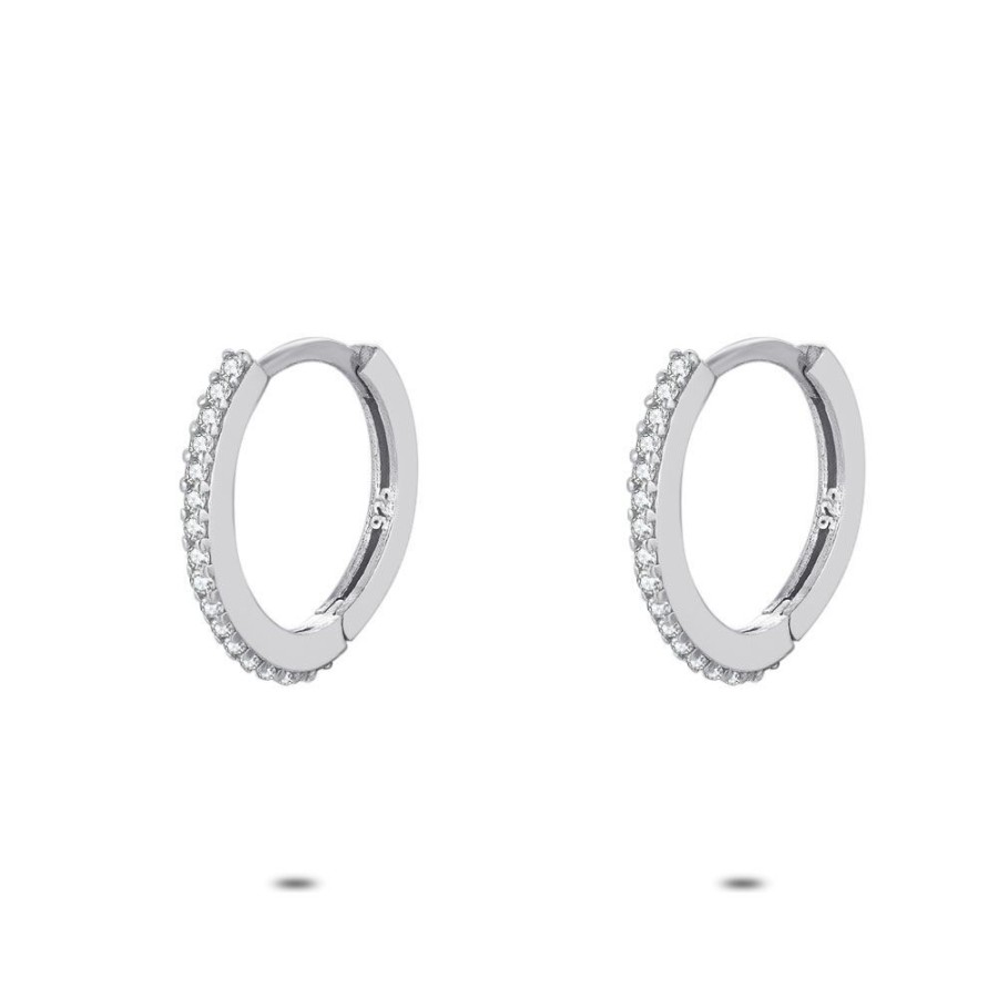 Women Twice As Nice | Silver Earrings, Zirconia Hoops, 16 Mm