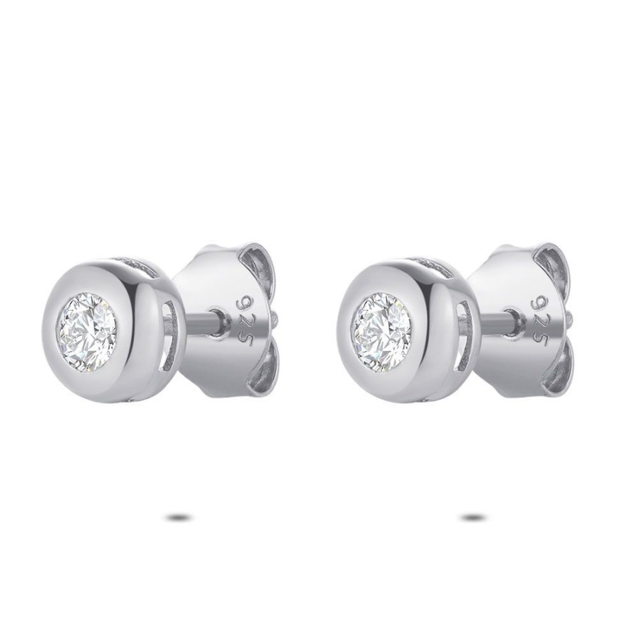 Women Twice As Nice | Silver Earrings, 1 Zirconia, 5 Mm