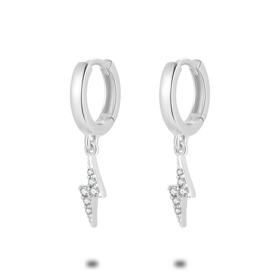 Women Twice As Nice | Silver Earrings, Hoop With Lightning