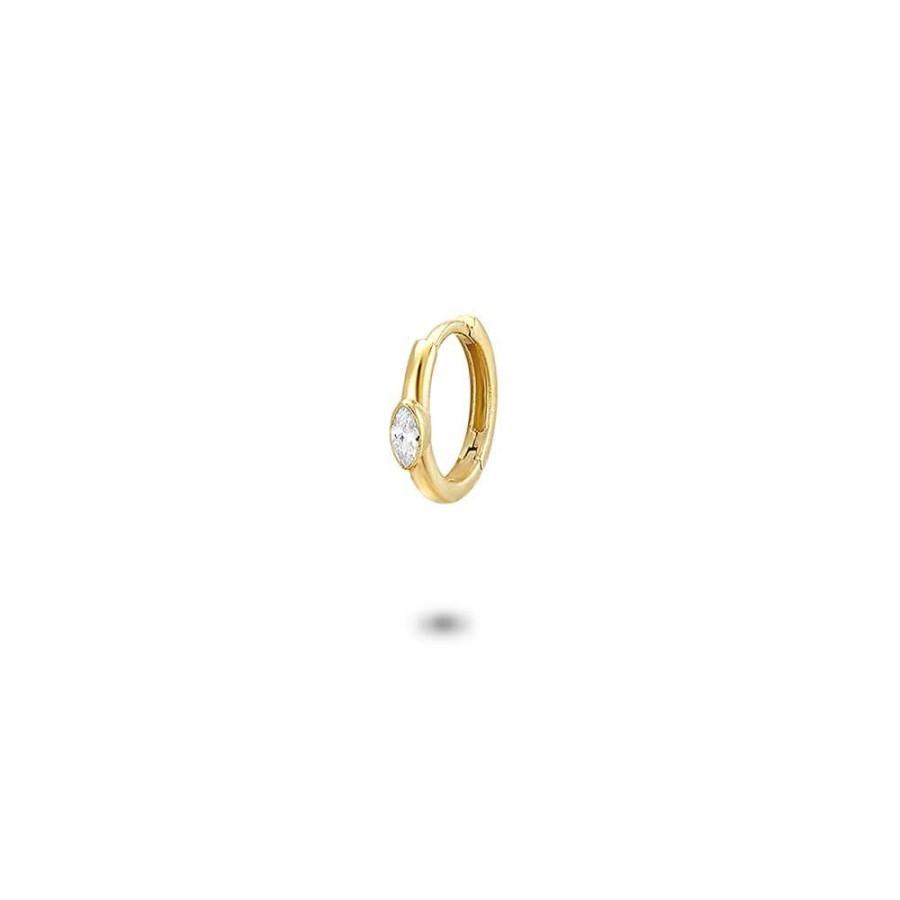 Women Twice As Nice | Earring Per Piece In 18Ct Gold Plated Silver, Earring, White Ellipse