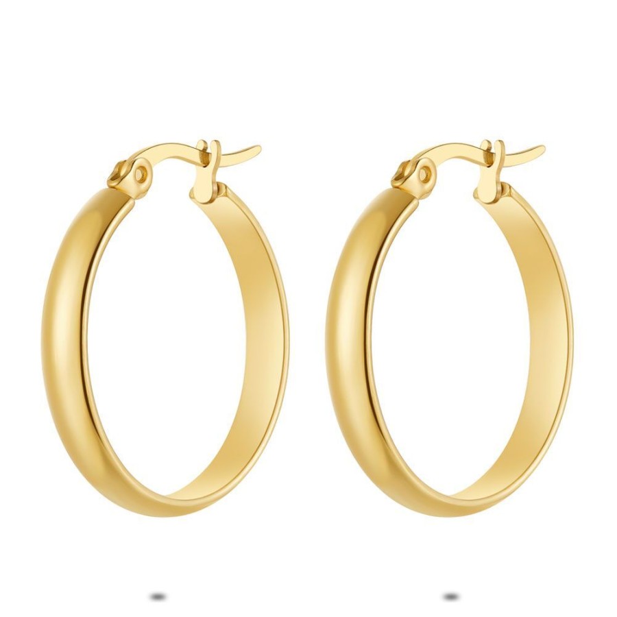 Women Twice As Nice | Gold Coloured Stainless Steel Earrings, Hoop Earrings, 25 Mm