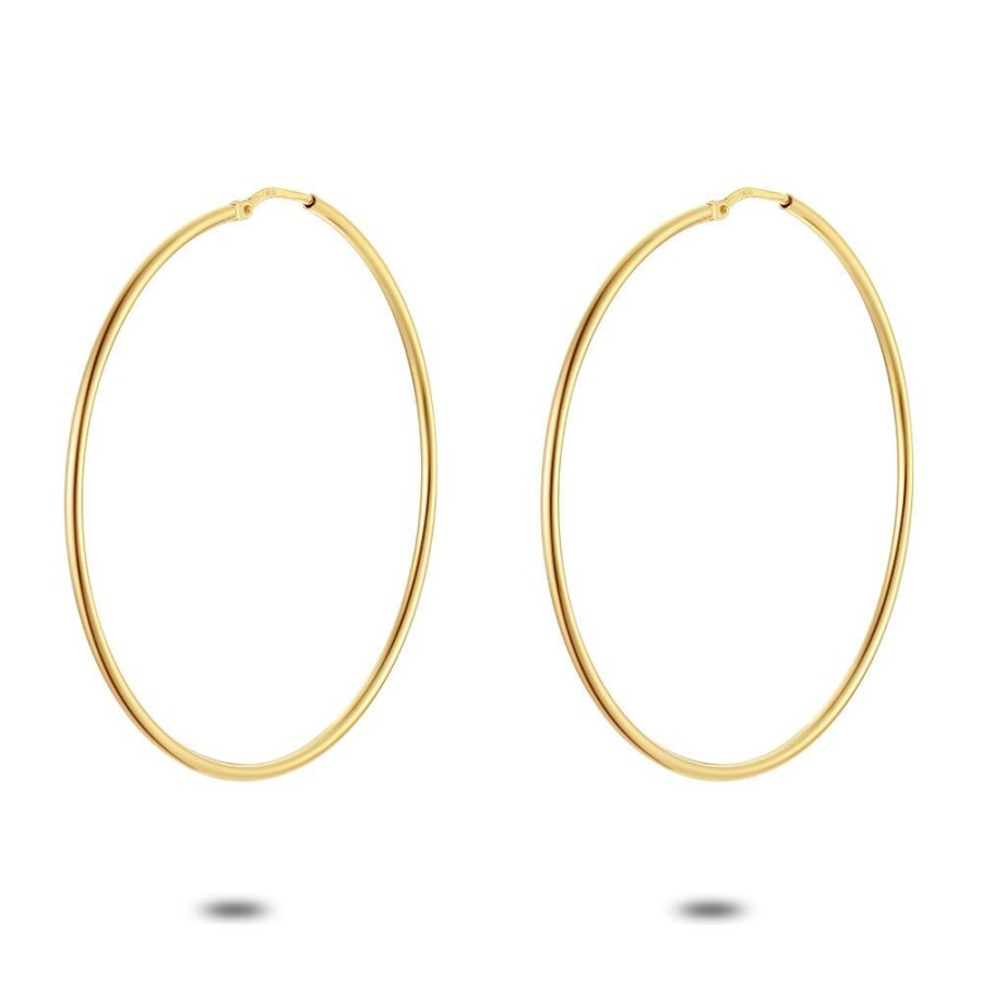 Women Twice As Nice | 18Ct Gold Plated Hoop Earrings, 48 Mm