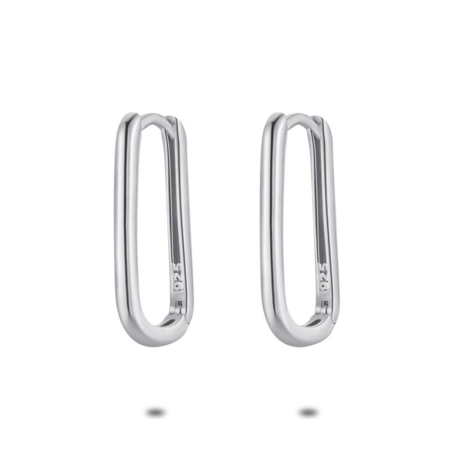 Women Twice As Nice | Silver Oval Hoop Earrings, 20 Mm