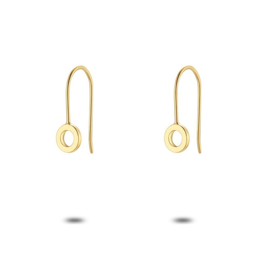 Women Twice As Nice | 18Ct Gold Plated Silver Earrings, Circle On Hook