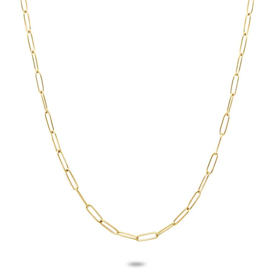 Women Twice As Nice | Gold Coloured Stainless Steel Necklace, Oval Links 11 Mm/4 Mm