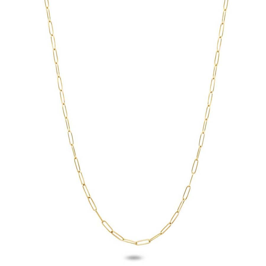 Women Twice As Nice | Gold Coloured Stainless Steel Necklace, Oval Links 11 Mm/4 Mm