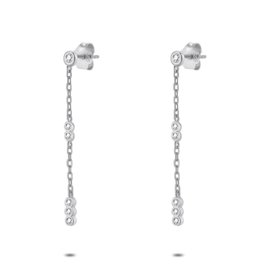 Women Twice As Nice | Silver Earrings, Earring With Dotted Zirconia Stones