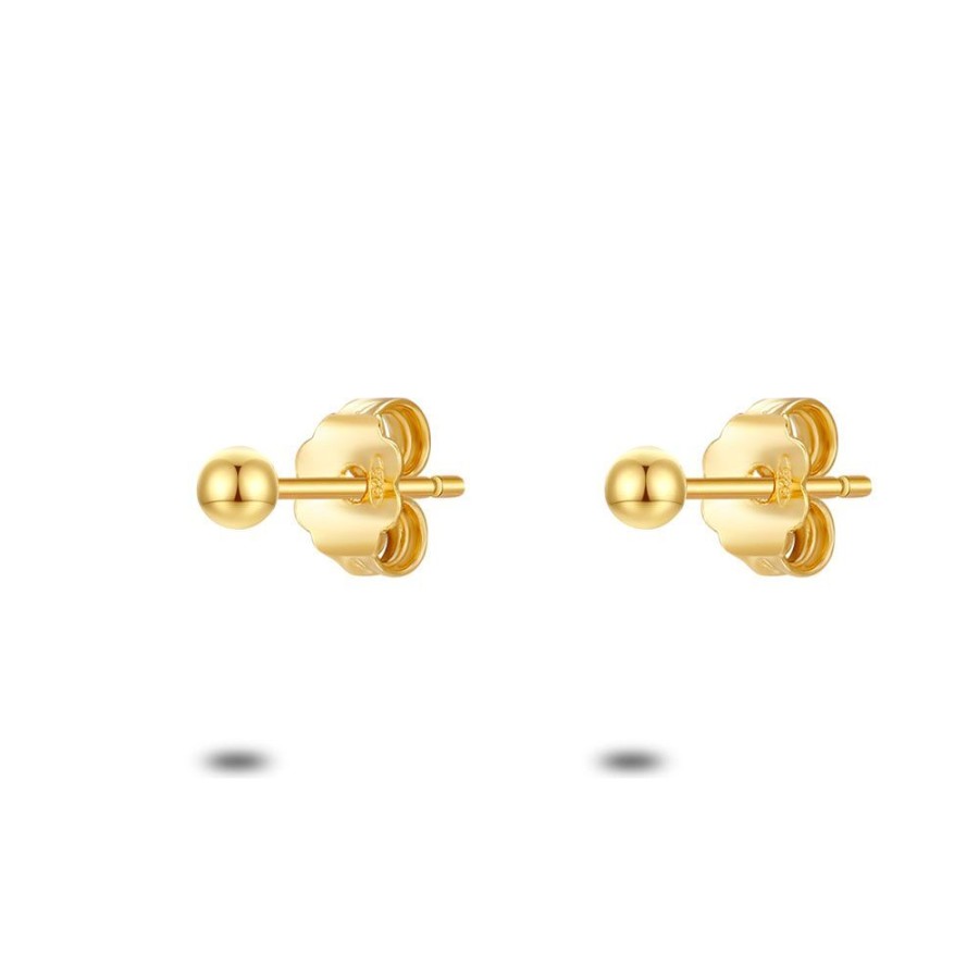 Women Twice As Nice | 18Ct Gold Plated Earrings, Ball, 3 Mm