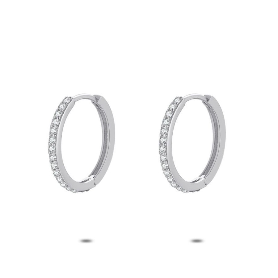 Women Twice As Nice | Silver Earrings, Zirconia Hoops, 18 Mm