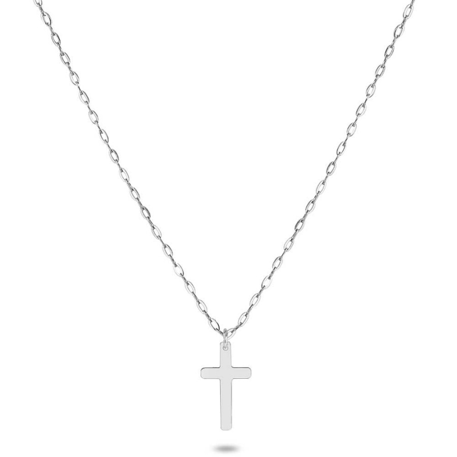 Women Twice As Nice | Stainless Steel Necklace, Cross, Oval Links