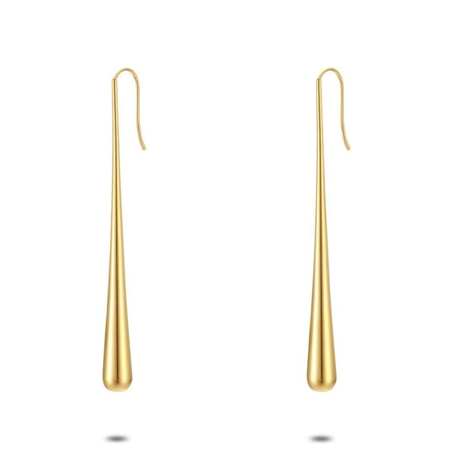 Women Twice As Nice | Gold Coloured Stainless Steel Earrings, Long Drop