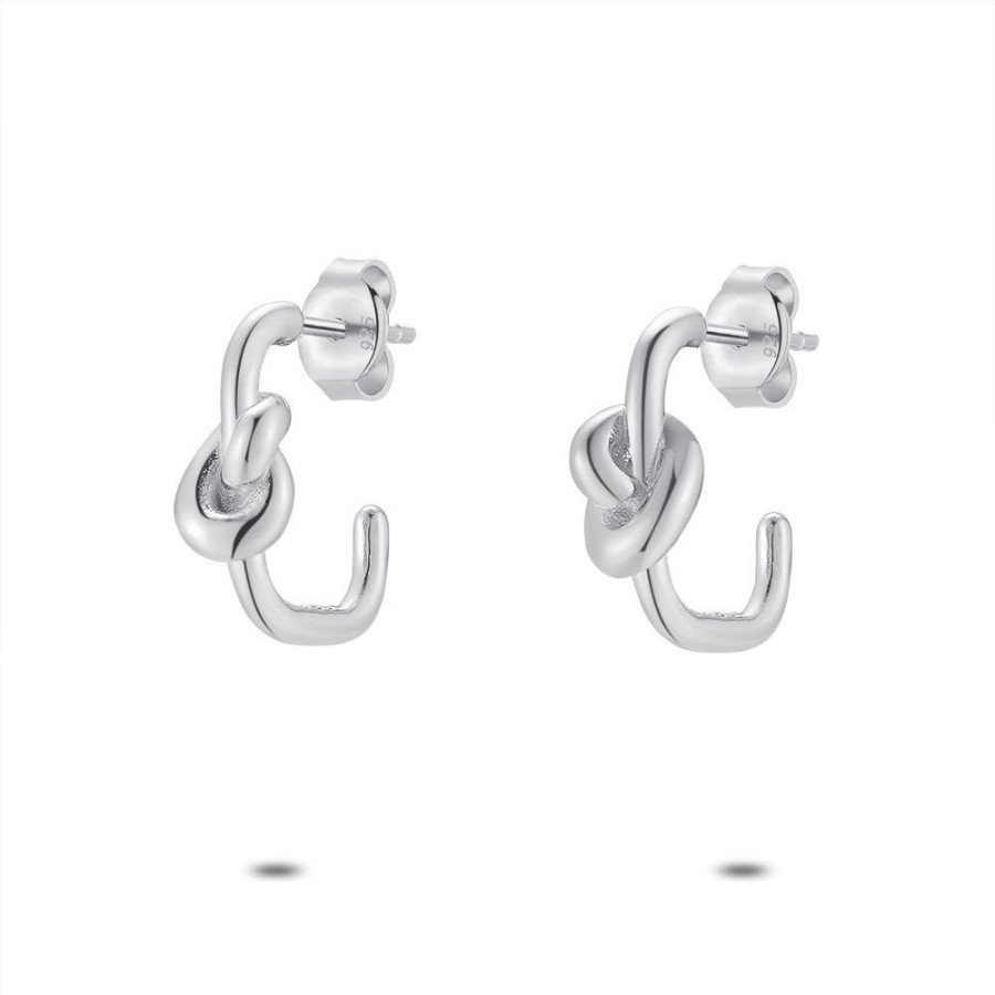 Women Twice As Nice | Silver Earrings, Open Hoop With Knot