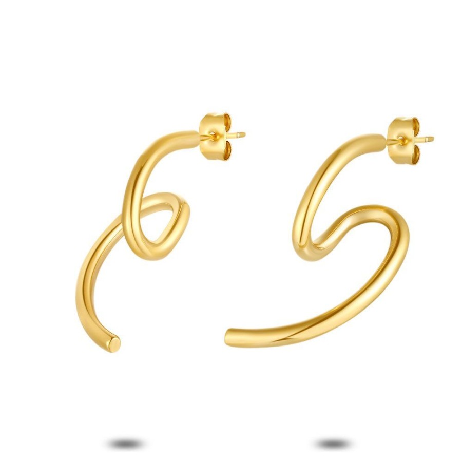 Women Twice As Nice | Gold Coloured Stainless Steel Earrings, Curl