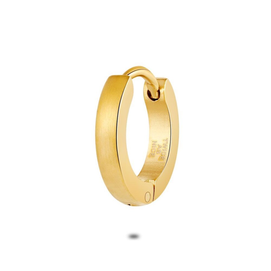 Women Twice As Nice | Earring Per Piece In Gold-Coloured Stainless Steel, Hoop, Mat, 2 Mm