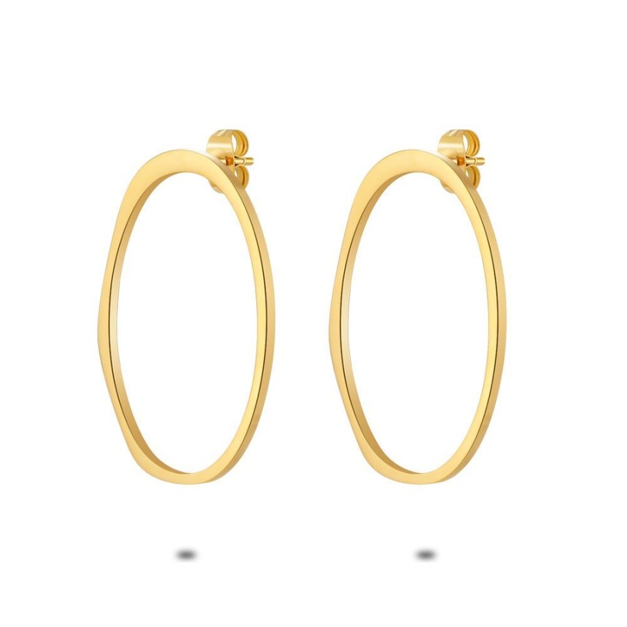 Women Twice As Nice | Gold Coloured Stainless Steel Earrings, Open Ovals