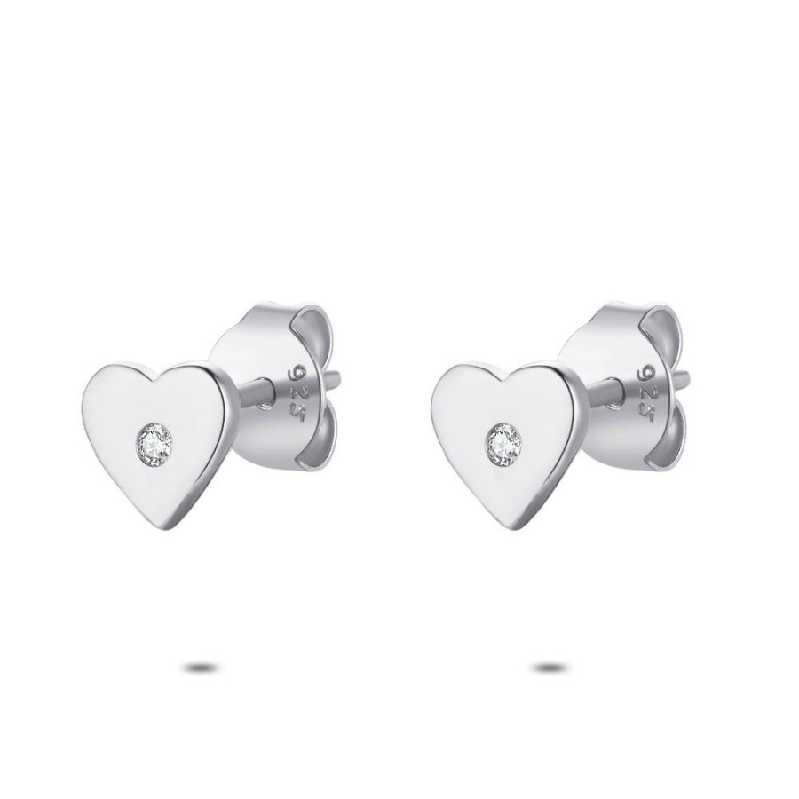 Women Twice As Nice | Silver Earrings, Heart With Zirconia