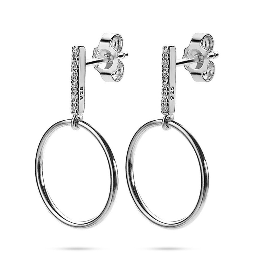 Women Twice As Nice | Silver Earrings, Bar In Zirconia, Circle