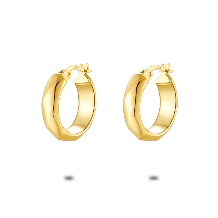 Women Twice As Nice | 18Ct Gold Plated Silver Earrings, Hoop Earrings 15 Mm