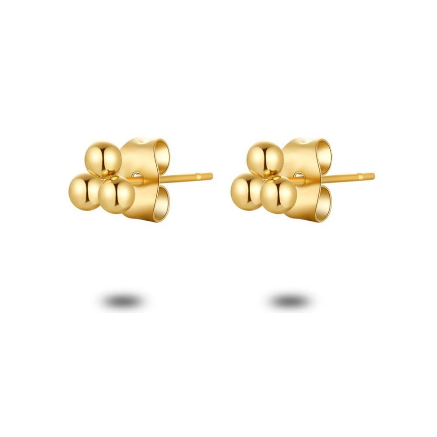 Women Twice As Nice | Gold Coloured Stainless Steel Earrings, Three Dots