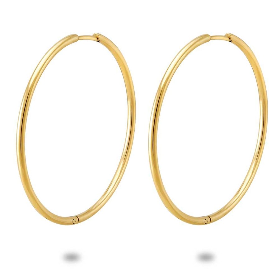 Women Twice As Nice | Gold Coloured Stainless Steel Earrings, Hoop 45 Mm