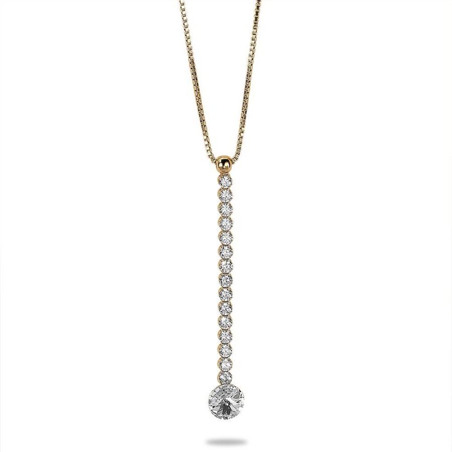 Women Twice As Nice | 18Ct Gold Plated Silver Necklace, 1 Crystal, 15 Zirconia