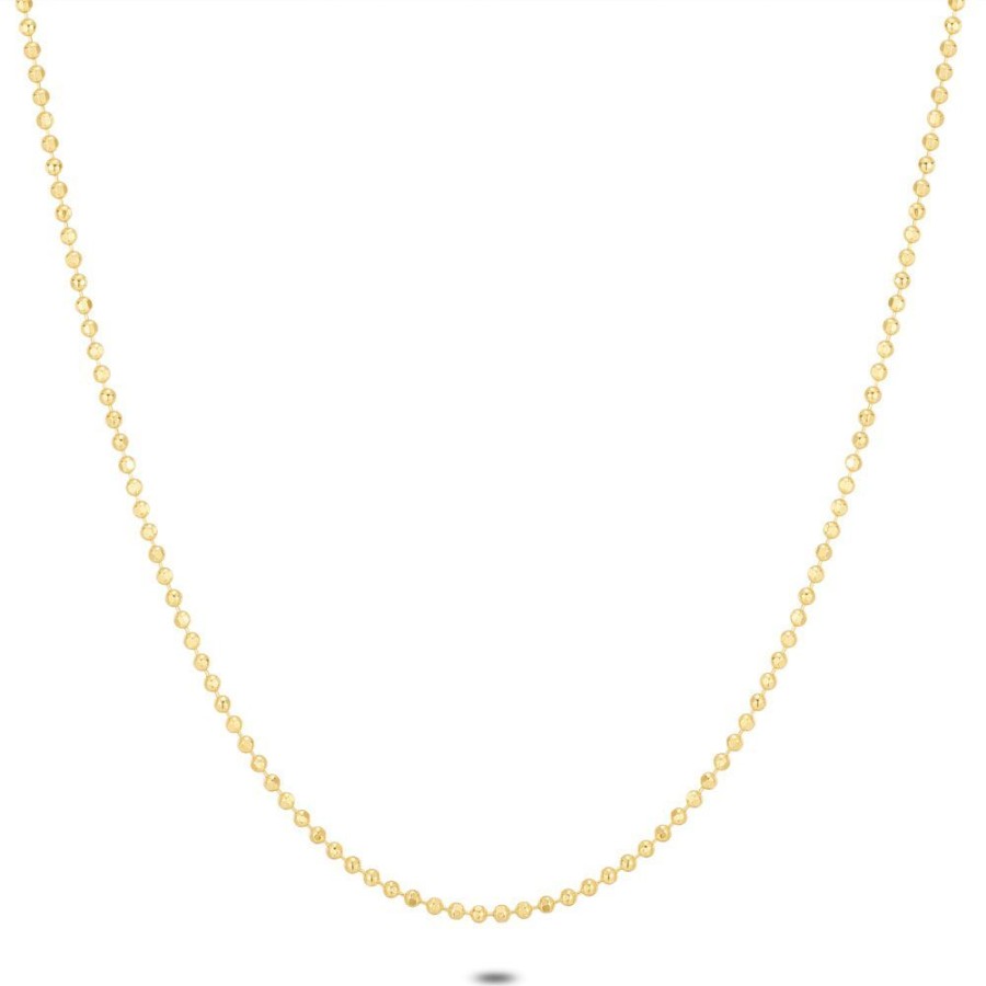 Women Twice As Nice | 18Ct Gold Plated Silver Necklace, Ball Chain, 1,5 Mm