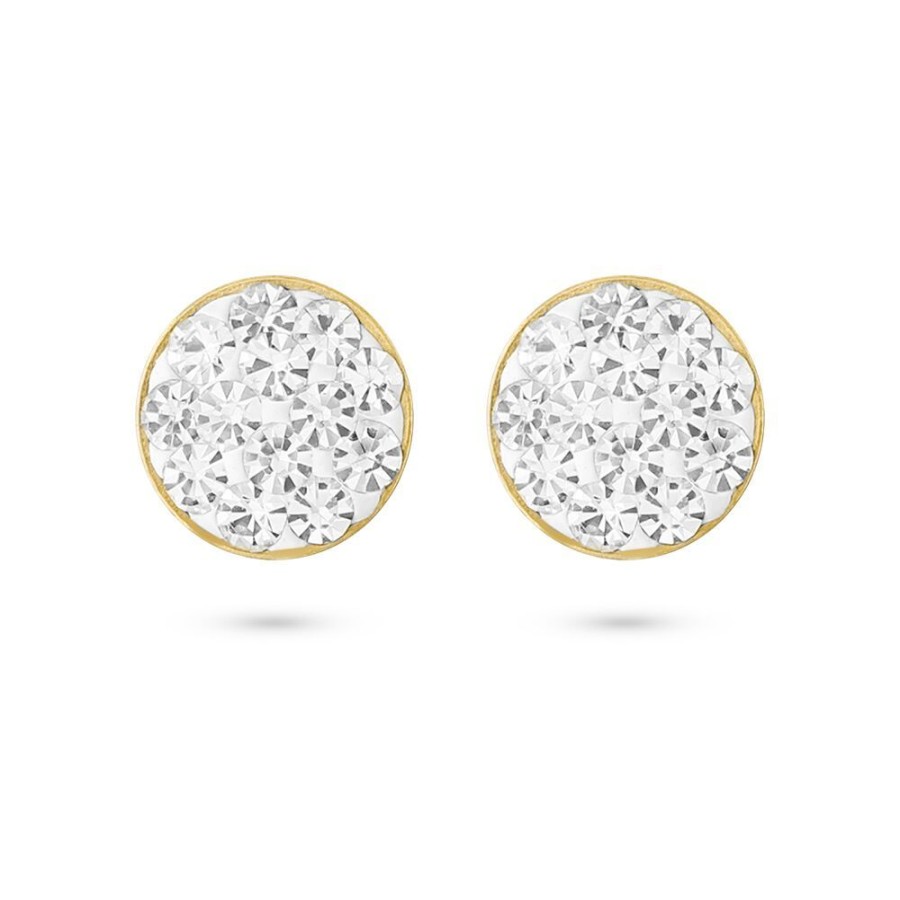 Women Twice As Nice | 18Ct Gold Plated Silver Earrings, Round With Crystals