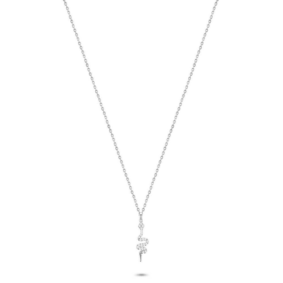 Women Twice As Nice | Silver Necklace, Snake White Zirconia